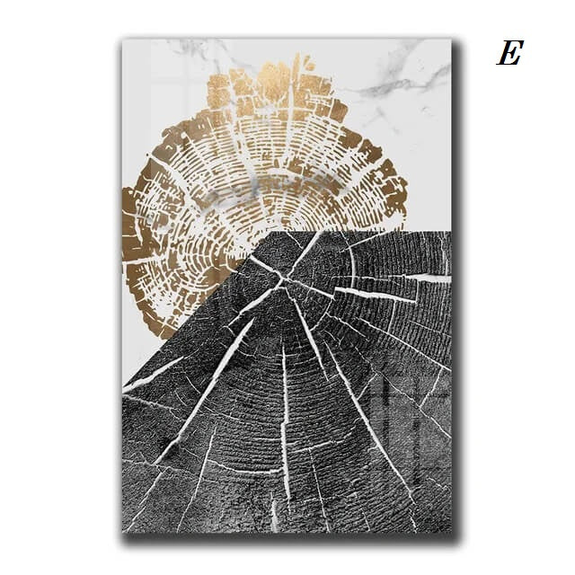 Wood Texture Marble Abstract Golden Canvas Prints Wall Art Luxury Posters For Modern Loft Living Room Home Décor