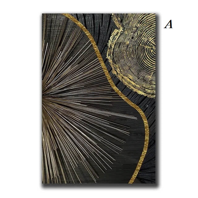 Wood Texture Marble Abstract Golden Canvas Prints Wall Art Luxury Posters For Modern Loft Living Room Home Décor