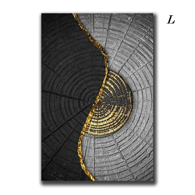 Wood Texture Marble Abstract Golden Canvas Prints Wall Art Luxury Posters For Modern Loft Living Room Home Décor