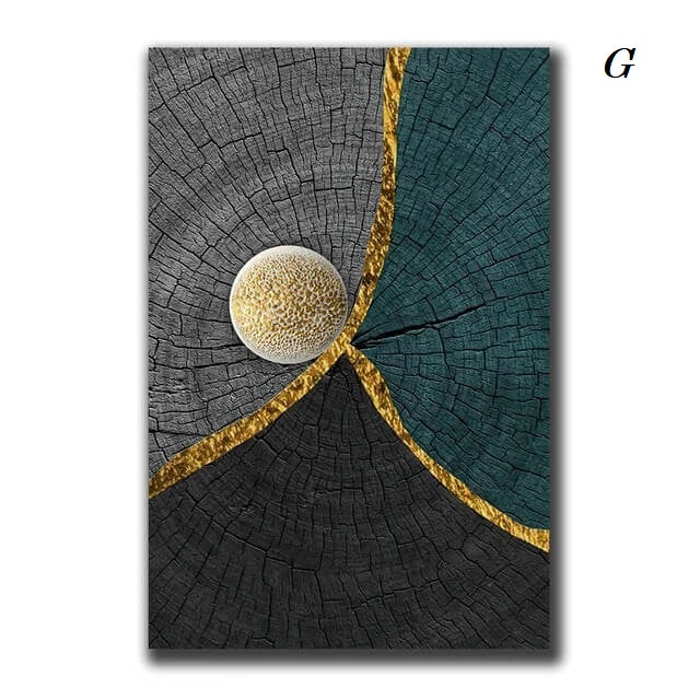 Wood Texture Marble Abstract Golden Canvas Prints Wall Art Luxury Posters For Modern Loft Living Room Home Décor