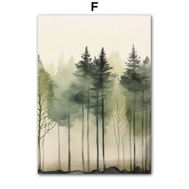 Woodland Animals Forest Watercolor Wall Art Canvas Prints Nordic Minimalist Fine Art Green Large Posters For Kids Room Nursery Home Décor