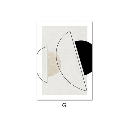 Modern Geometric Wall Art Abstract Line Shape And Form Fine Art Canvas Prints Black Beige Terracotta Pictures For Modern Living Room Décor