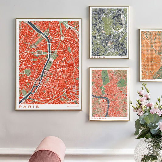 City Maps Wall Art Famous City Paris New London Stockholm Fine Art Canvas Prints For Living Room Home Office Apartment Decor