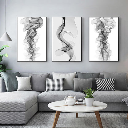 Abstract  Veil Black And White Minimalist Wall Art Canvas Prints For Modern Living Room Bedroom Home Office Interior Decor