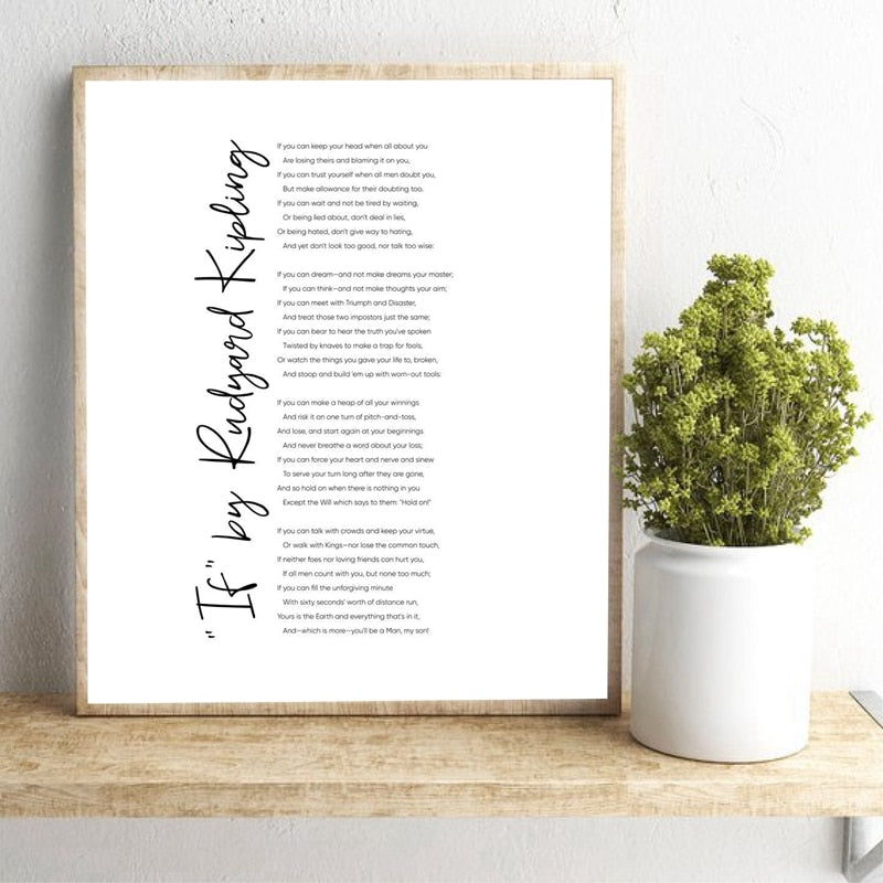 If By Rudyard Kipling Famous Poem Wall Art Minimalist Canvas Prints Literary Classics Posters For Home Office Decor