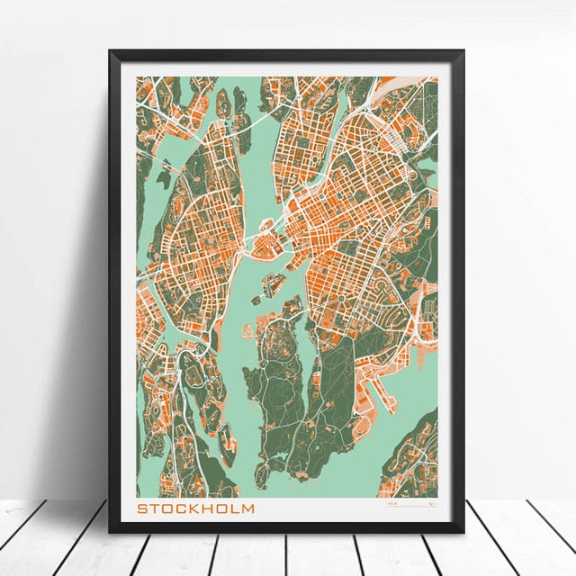City Maps Wall Art Famous City Paris New London Stockholm Fine Art Canvas Prints For Living Room Home Office Apartment Decor