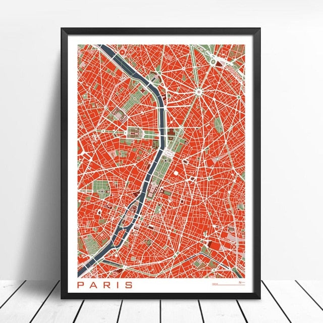 City Maps Wall Art Famous City Paris New London Stockholm Fine Art Canvas Prints For Living Room Home Office Apartment Decor