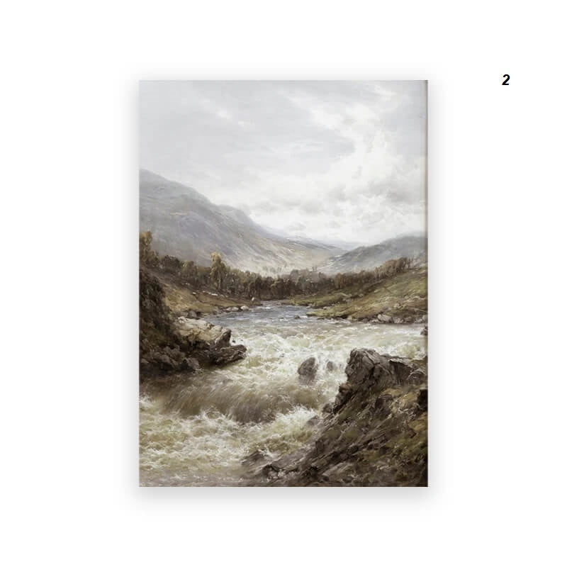 Rustic Nordic Mountain Landscape Canvas Print Vintage Nature Farmhouse Gallery Wall Art For Living Room Home Décor