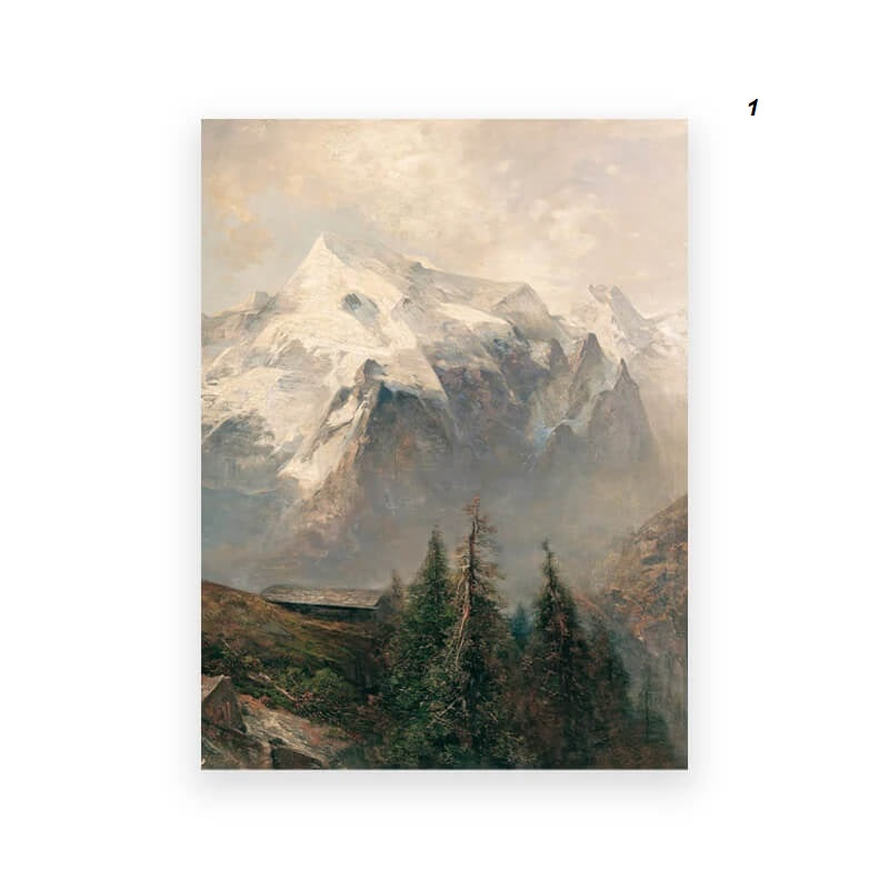 Rustic Nordic Mountain Landscape Canvas Print Vintage Nature Farmhouse Gallery Wall Art For Living Room Home Décor