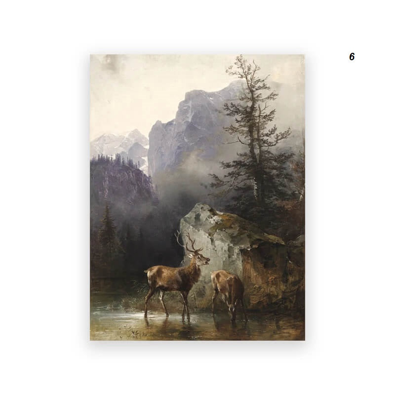 Rustic Nordic Mountain Landscape Canvas Print Vintage Nature Farmhouse Gallery Wall Art For Living Room Home Décor