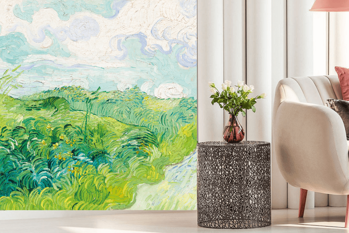 Green Wheat Fields by Van Gogh Mural Wallpaper (SqM)