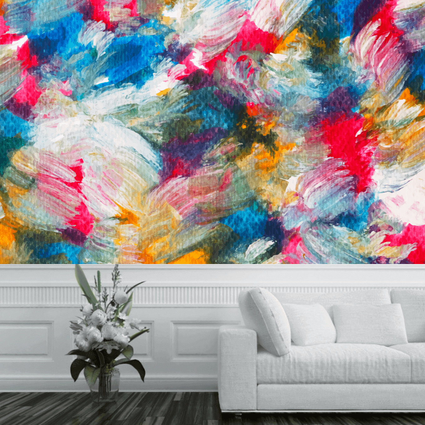 Abstract Colorful Brush Stroke Mural Wallpaper (SqM)