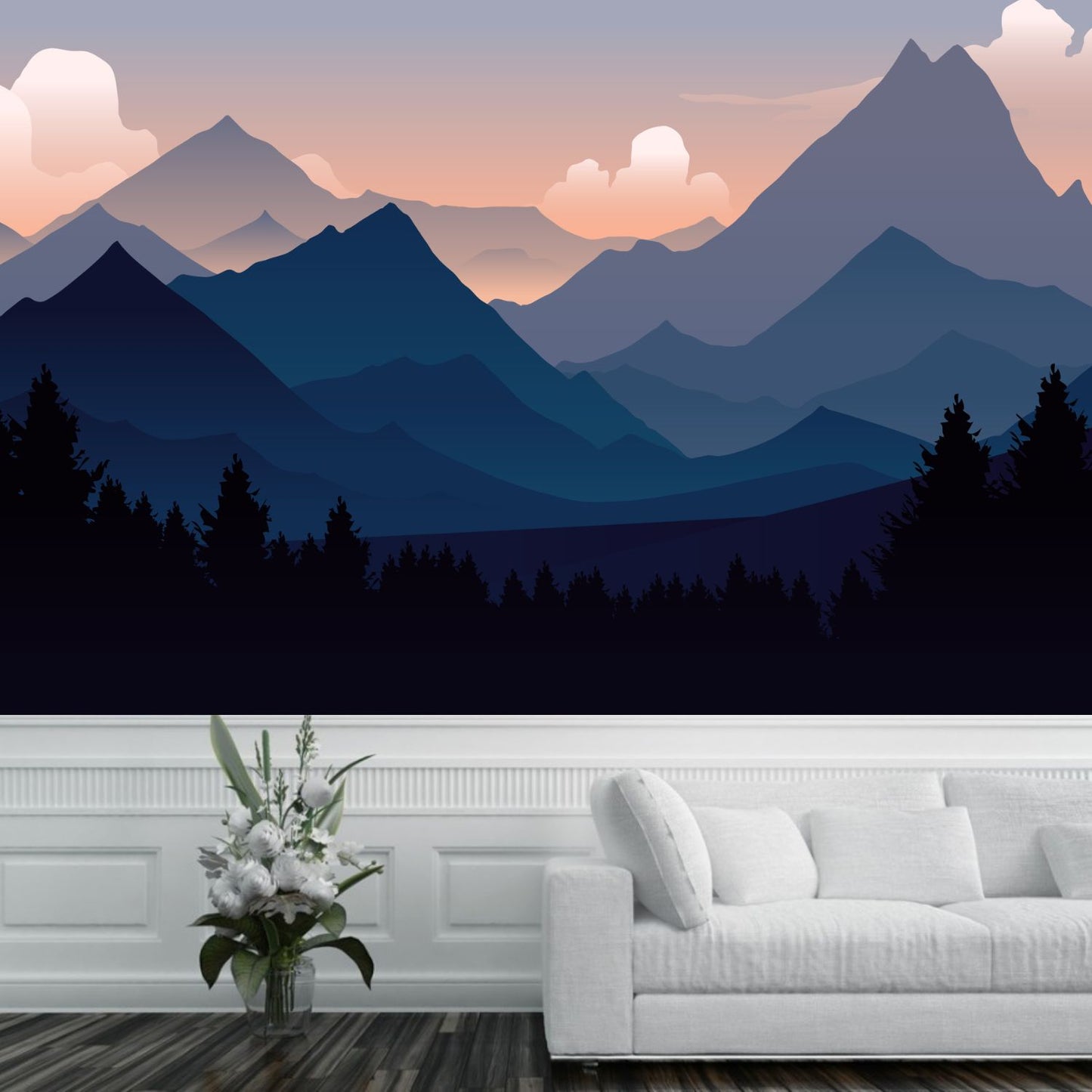 Gradient Mountain Landscape Mural Wallpaper (SqM)