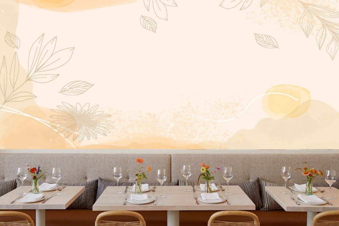 Abstract Tropical Leaves Pastel Mural Wallpaper (SqM)