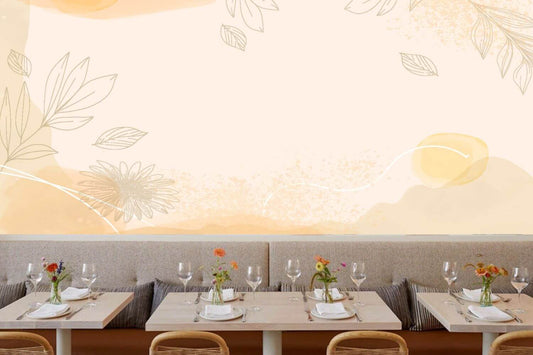 Abstract Tropical Leaves Pastel Mural Wallpaper (SqM)