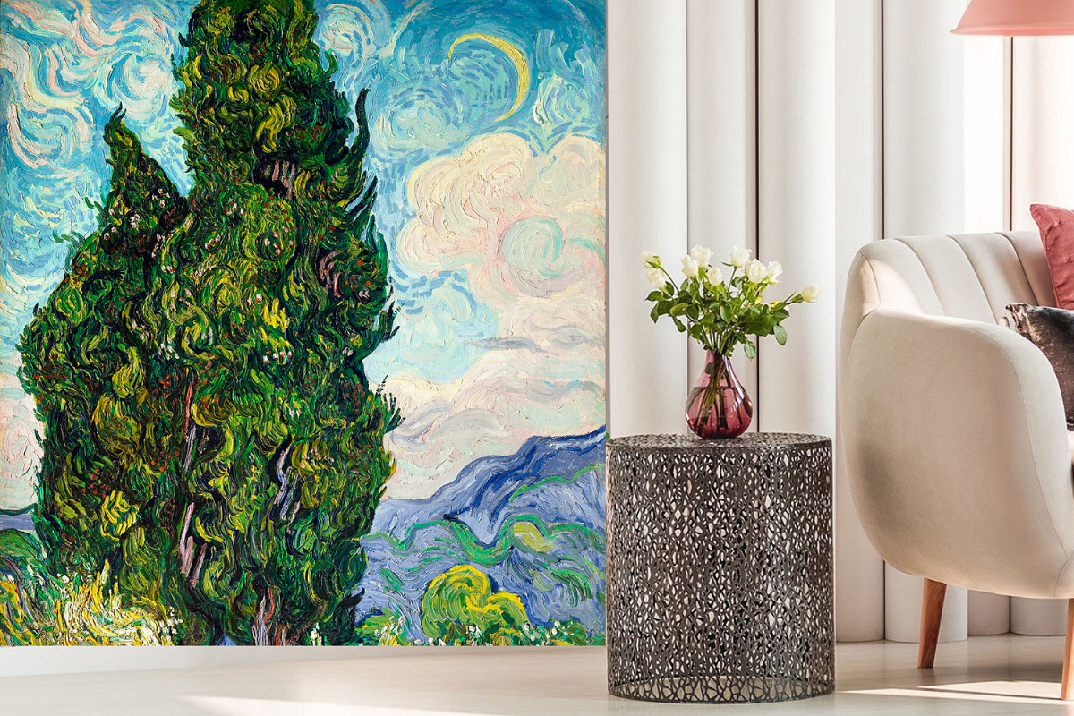 Cypresses by Van Gogh Mural Wallpaper (SqM)