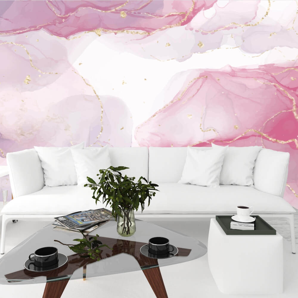 Pink Marble Ink Fluid Mural Wallpaper (SqM)