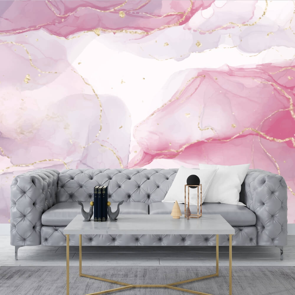 Pink Marble Ink Fluid Mural Wallpaper (SqM)