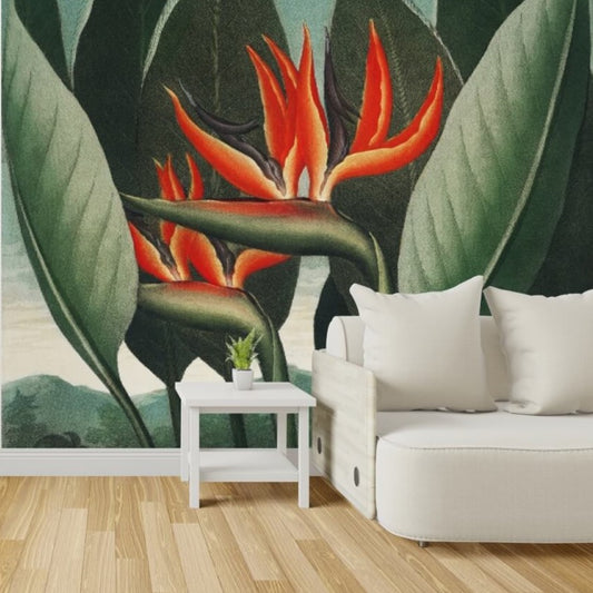 Botanical Bird of Paradise Plant Mural Wallpaper (SqM)