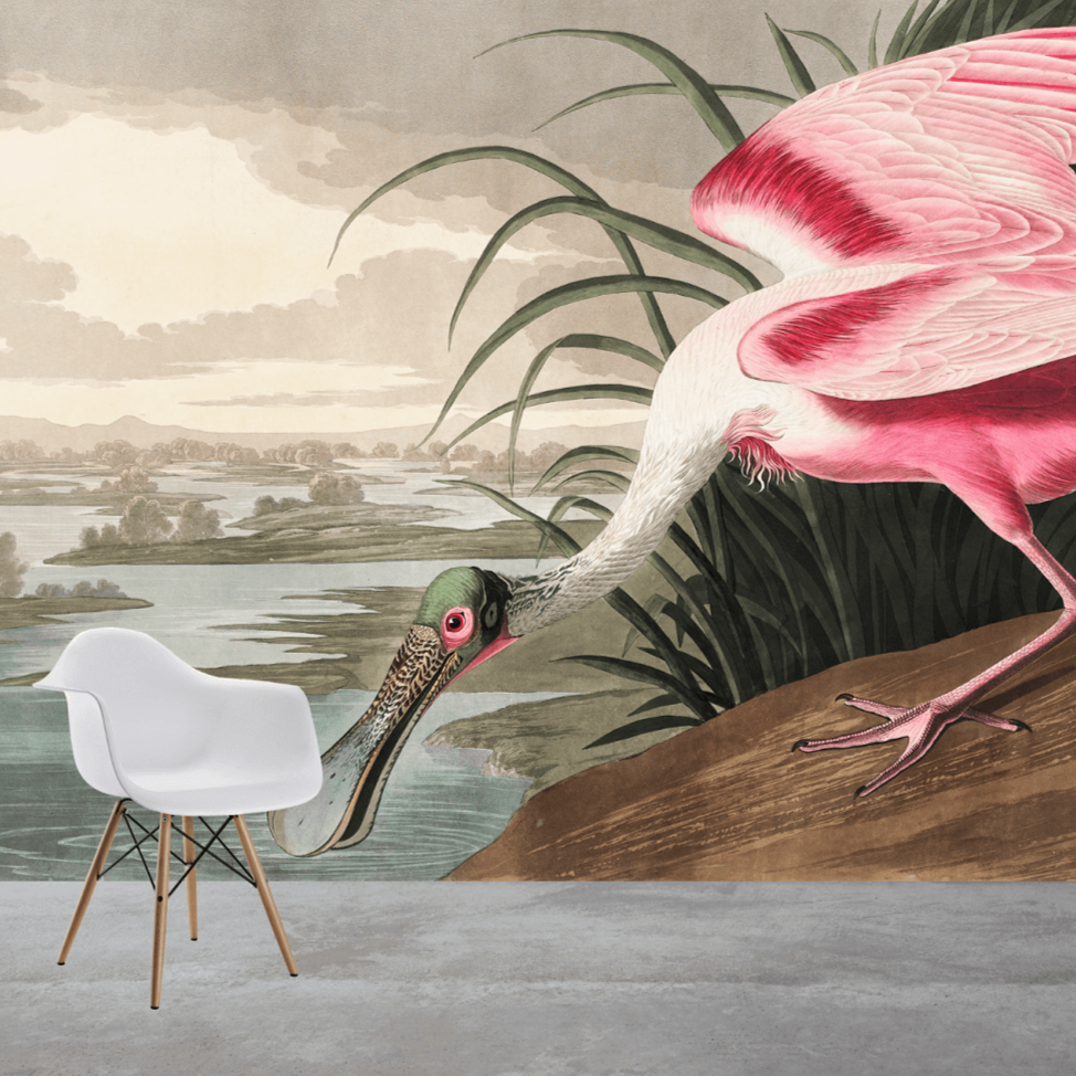 Roseatte Spoonbill Mural Wallpaper (SqM)