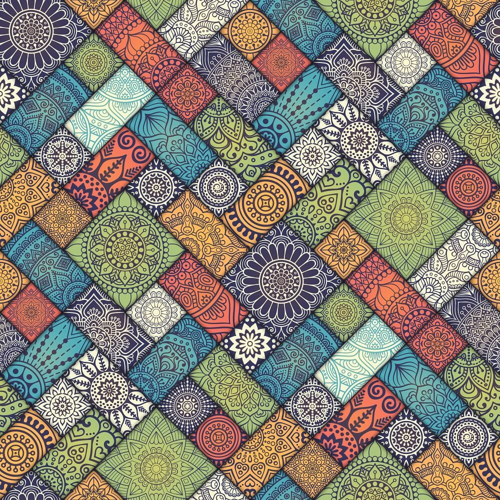 Diagonal Mandala Tiles Pattern Mural Wallpaper (SqM)