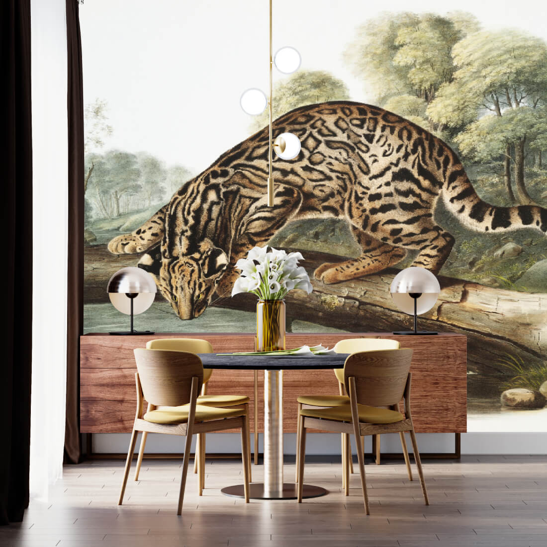 Leopard on the River Bank Mural Wallpaper (SqM)