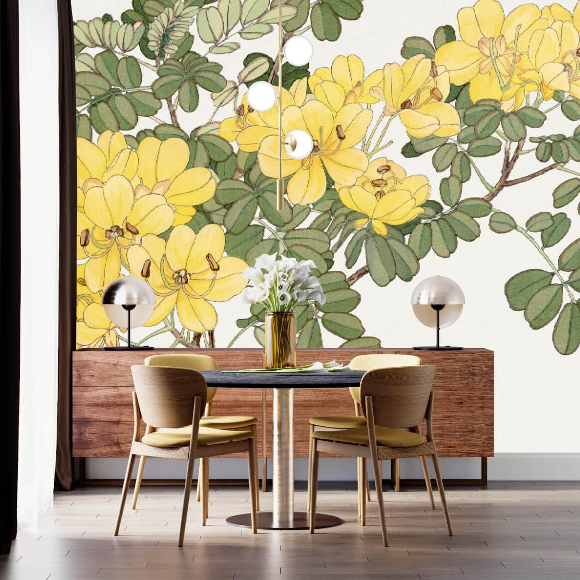 Allamanda Yellow Flowers Mural Wallpaper (SqM)