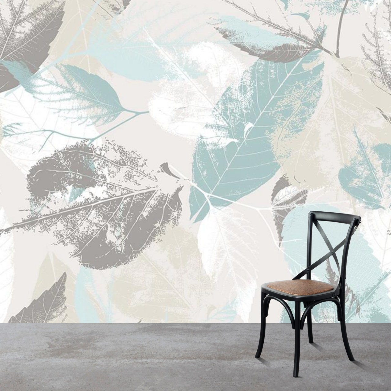 Scandinavian Frozen Leaves Mural Wallpaper (SqM)