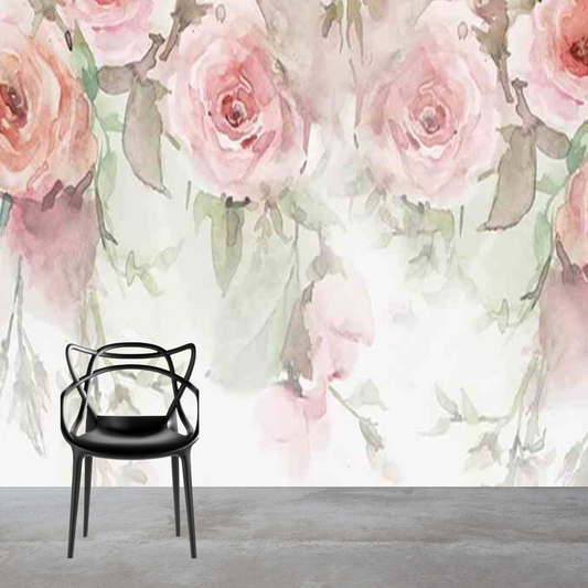 Pastel Falling Roses Mural Wallpaper (SqM)