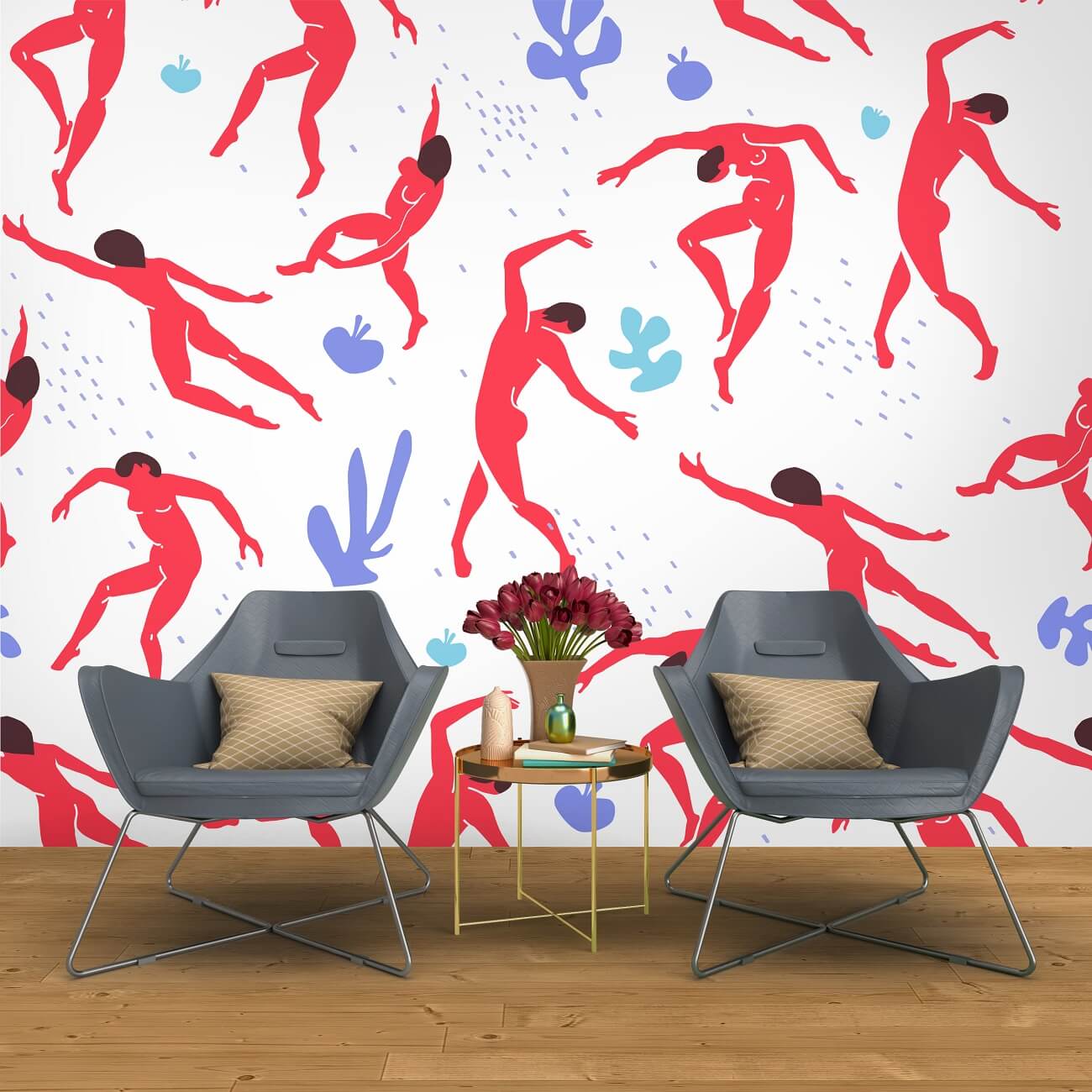 Dance Matisse White Mural Wallpaper (SqM)