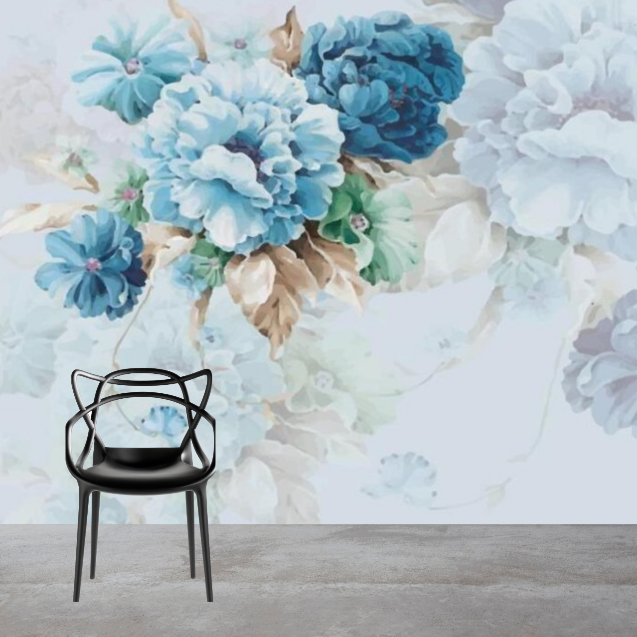 Azure Gentle Flowers Wall Mural (SqM)