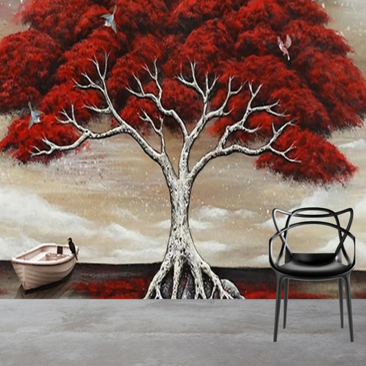 Abstract Red Tree Mural Wallpaper (SqM)