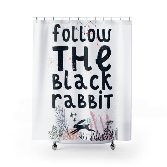 Follow the Black Rabbit Shower Curtains