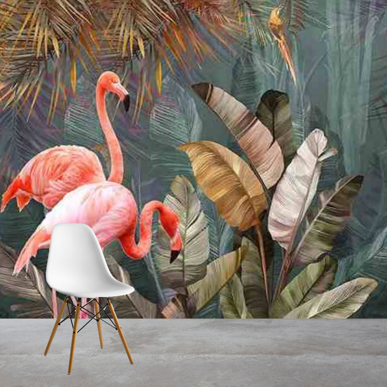 Retro Pink Flamingo Mural Wallpaper (SqM)