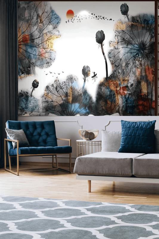Colorful Ink Abstract Flower Mural Wallpaper (SqM)
