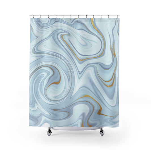 Abstract Marble with Gold Texture Shower Curtains