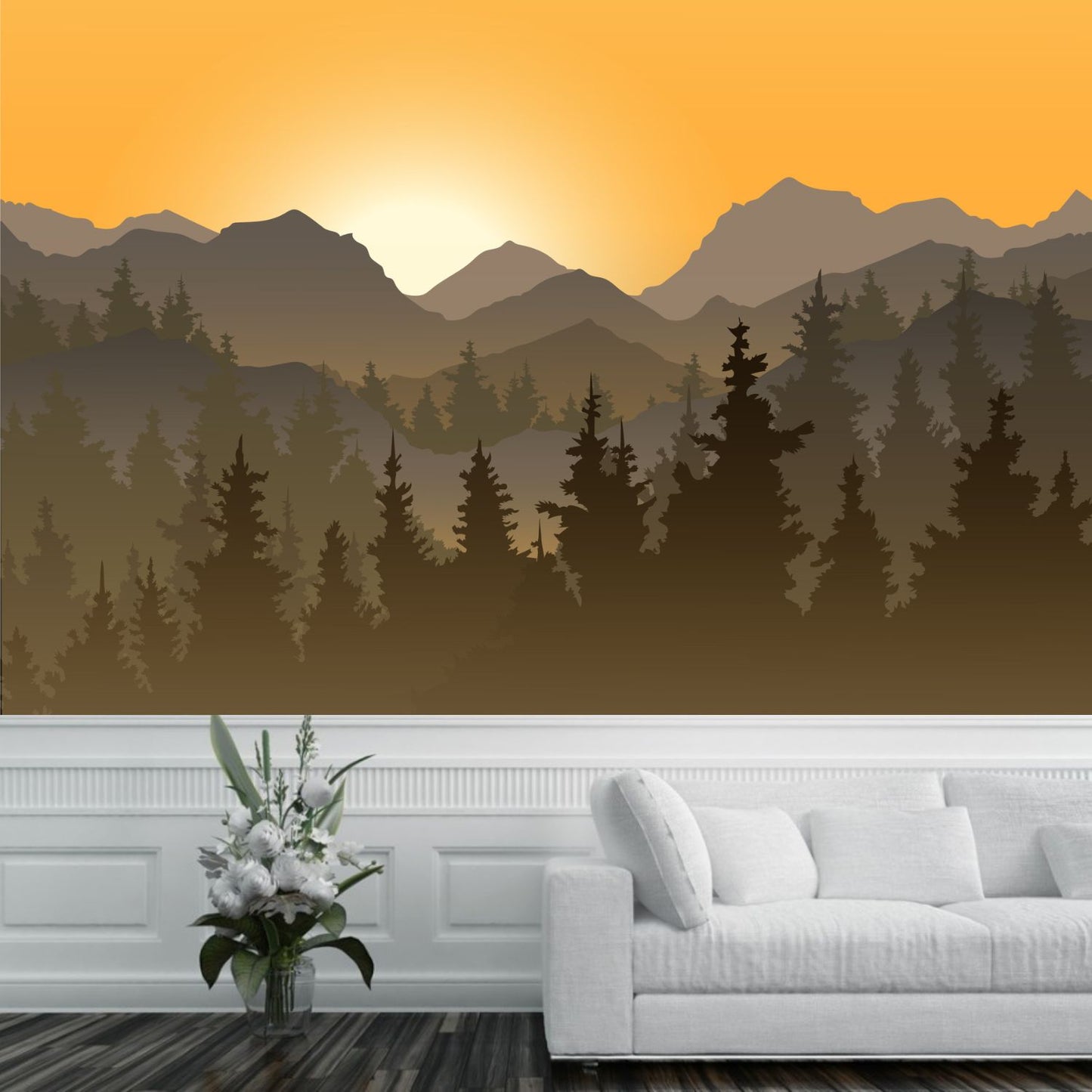 Sunset Ombre Mountain Landscape Mural Wallpaper (SqM)