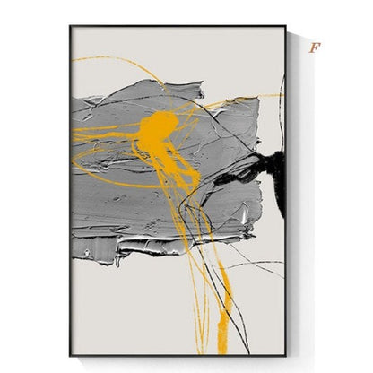 Abstract Yellow Black Canvas Prints | Minimalist Wall Art Texture Poster Modern Pictures For Living Room Bedroom Studio Décor