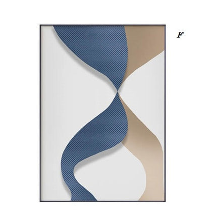 Abstract Blue White Geometric Canvas Print | Nordic Large Wall Art 3D Effect Big Poster Bedroom Living Room Home Décor