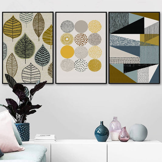 Abstract Leaves Geometric Canvas Prints | Nordic Wall Art Minimalist Poster For Modern Living Room Bedroom Office Décor