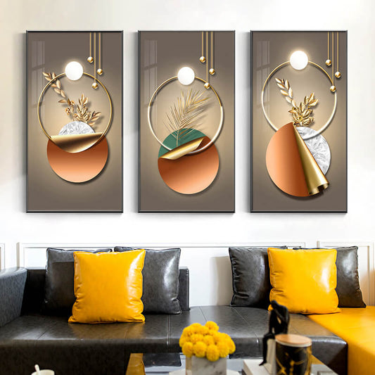 Abstract Geometric Golden Circle Canvas Prints | Modern Nordic Wall Art For Luxury Living Room Bedroom Décor