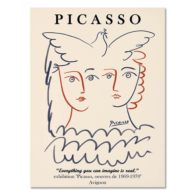 Abstract Girl Picasso Matisse Canvas Prints | Line Drawing Minimalist Nordic Style Impressionism Famous Fine Art For Modern Living Room Home Décor