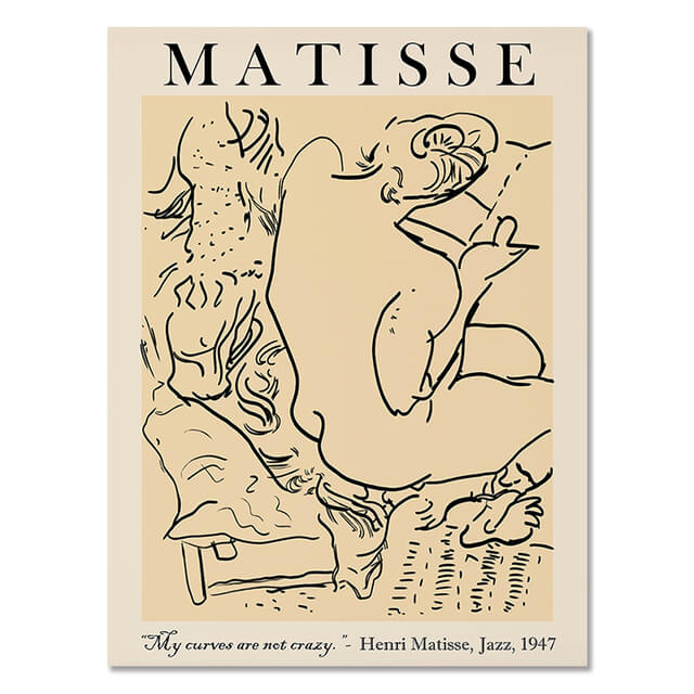 Abstract Girl Picasso Matisse Canvas Prints | Line Drawing Minimalist Nordic Style Impressionism Famous Fine Art For Modern Living Room Home Décor