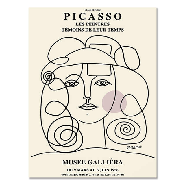 Abstract Girl Picasso Matisse Canvas Prints | Line Drawing Minimalist Nordic Style Impressionism Famous Fine Art For Modern Living Room Home Décor