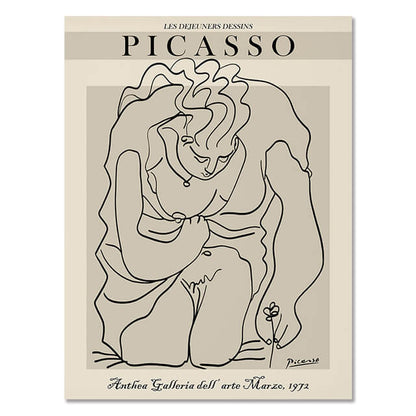 Abstract Girl Picasso Matisse Canvas Prints | Line Drawing Minimalist Nordic Style Impressionism Famous Fine Art For Modern Living Room Home Décor