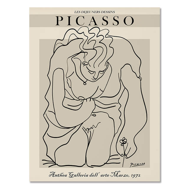 Abstract Girl Picasso Matisse Canvas Prints | Line Drawing Minimalist Nordic Style Impressionism Famous Fine Art For Modern Living Room Home Décor