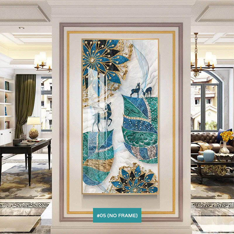 Abstract Auspicious Mystical Deer Canvas Prints | Wall Art For Luxury Living Room Dining Room Hallway Decor