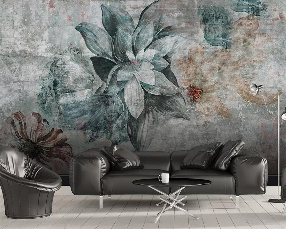 Vintage Nordic Flower Mural Wallpaper (SqM)