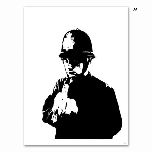 Banksy Art Canvas Prints | Minimalist Black and White Wall Art Inspirational Poster For Modern Living Room Teenage Room Office Décor