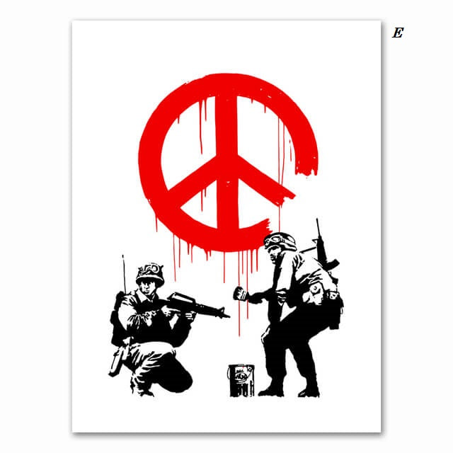 Banksy Art Canvas Prints | Minimalist Black and White Wall Art Inspirational Poster For Modern Living Room Teenage Room Office Décor
